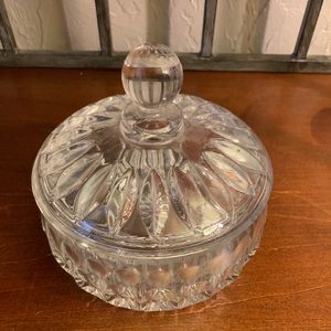 Vintage cut glass trinket bowl with lid